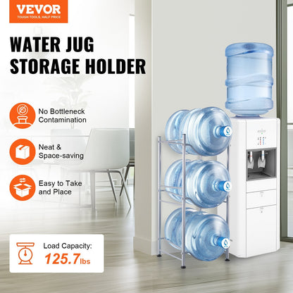 3-Tier Silver Water Bottle Rack, Single Row, Holds 3, Iron, Easy Install