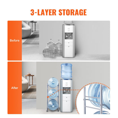 3-Tier Silver Water Bottle Rack, Single Row, Holds 3, Iron, Easy Install