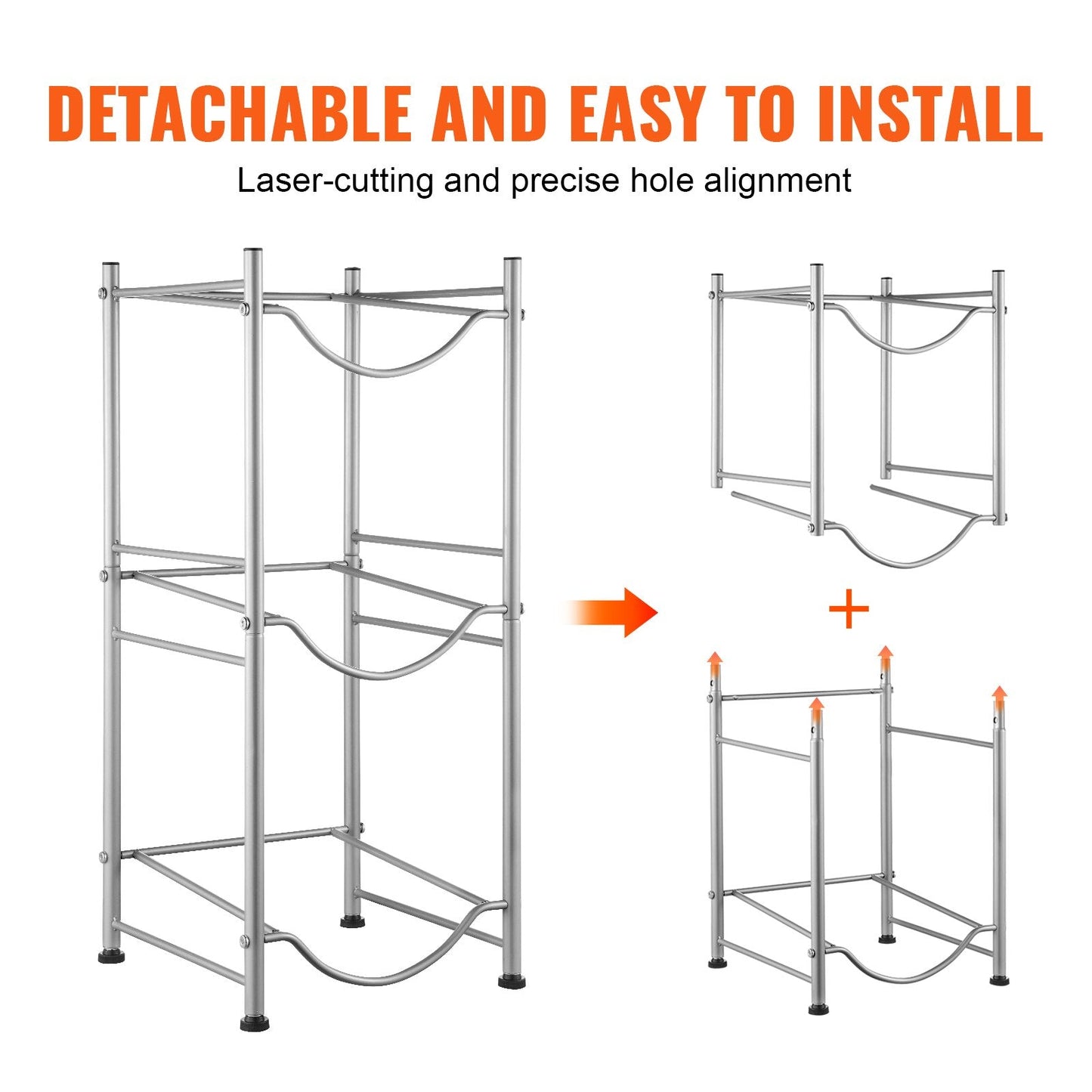 3-Tier Silver Water Bottle Rack, Single Row, Holds 3, Iron, Easy Install