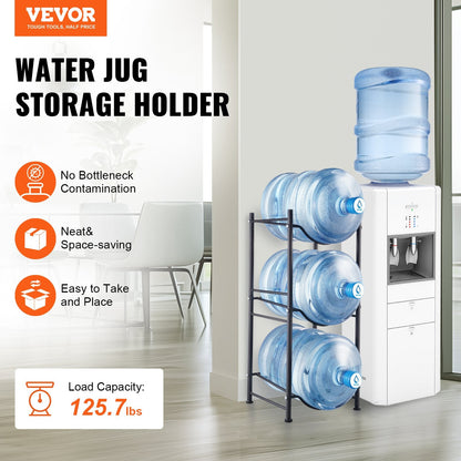 3-Tier Black Water Bottle Rack for 3 Bottles - 0.33m x 0.33m x 0.75m