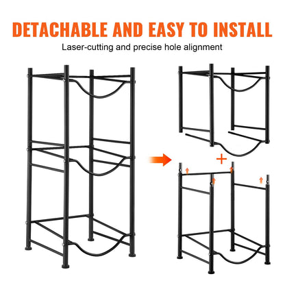 3-Tier Black Water Bottle Rack for 3 Bottles - 0.33m x 0.33m x 0.75m