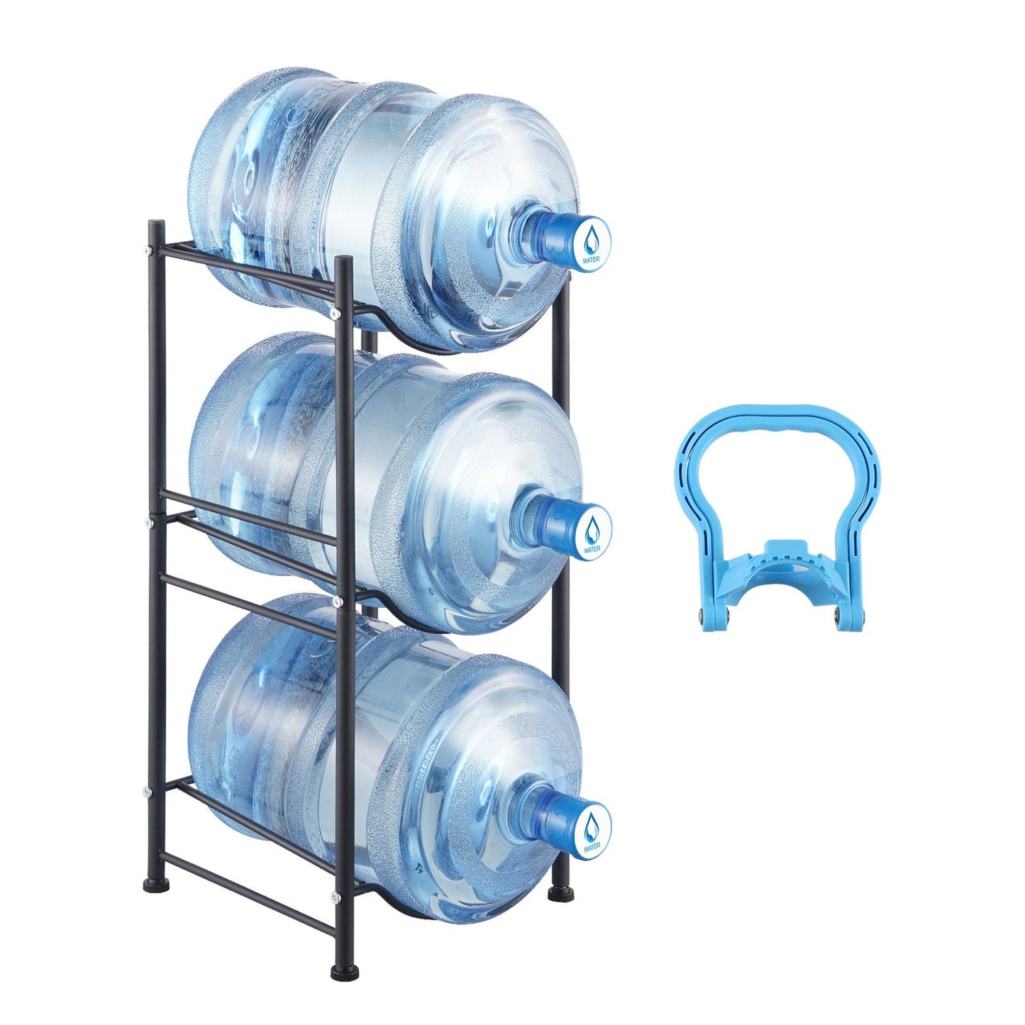 3-Tier Black Water Bottle Rack for 3 Bottles - 0.33m x 0.33m x 0.75m