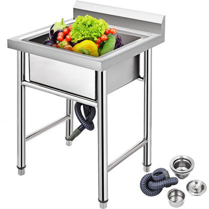 VEVOR Handmade Sink Non-magnetic Stainless Steel Kitchen Sink Hand Made 1 Compartment