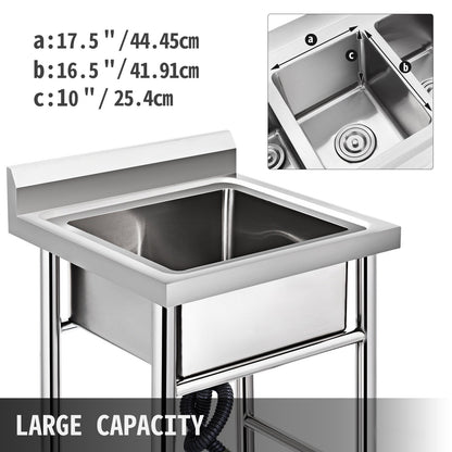 VEVOR Handmade Sink Non-magnetic Stainless Steel Kitchen Sink Hand Made 1 Compartment