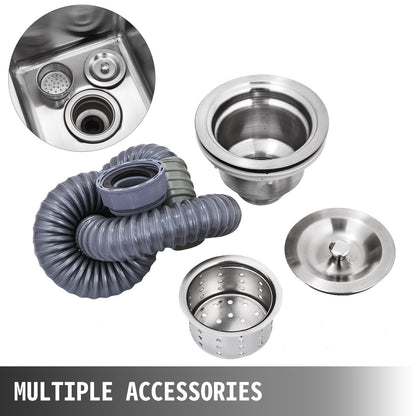 Handmade Stainless Steel Kitchen Sink, 1 Compartment, 0.92m x 0.61m x 0.60m