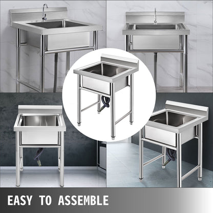 VEVOR Handmade Sink Non-magnetic Stainless Steel Kitchen Sink Hand Made 1 Compartment