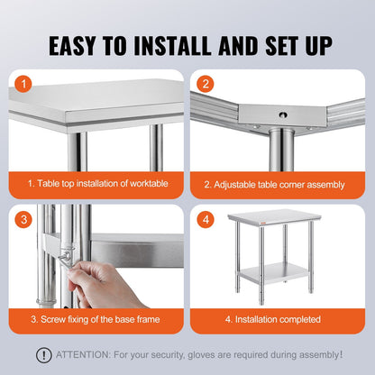 Stainless Steel Commercial Workstation 0.6 x 0.76 x 0.8 m, 317 kg Capacity