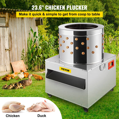 Vevor Turkey Chicken Plucker Plucking Machine Poultry De-Feather 60cm Stainless