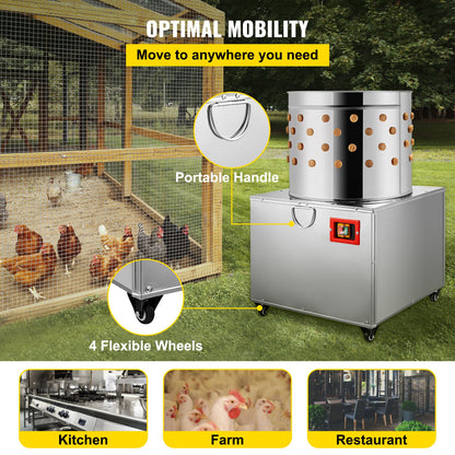 Vevor Turkey Chicken Plucker Plucking Machine Poultry De-Feather 60cm Stainless