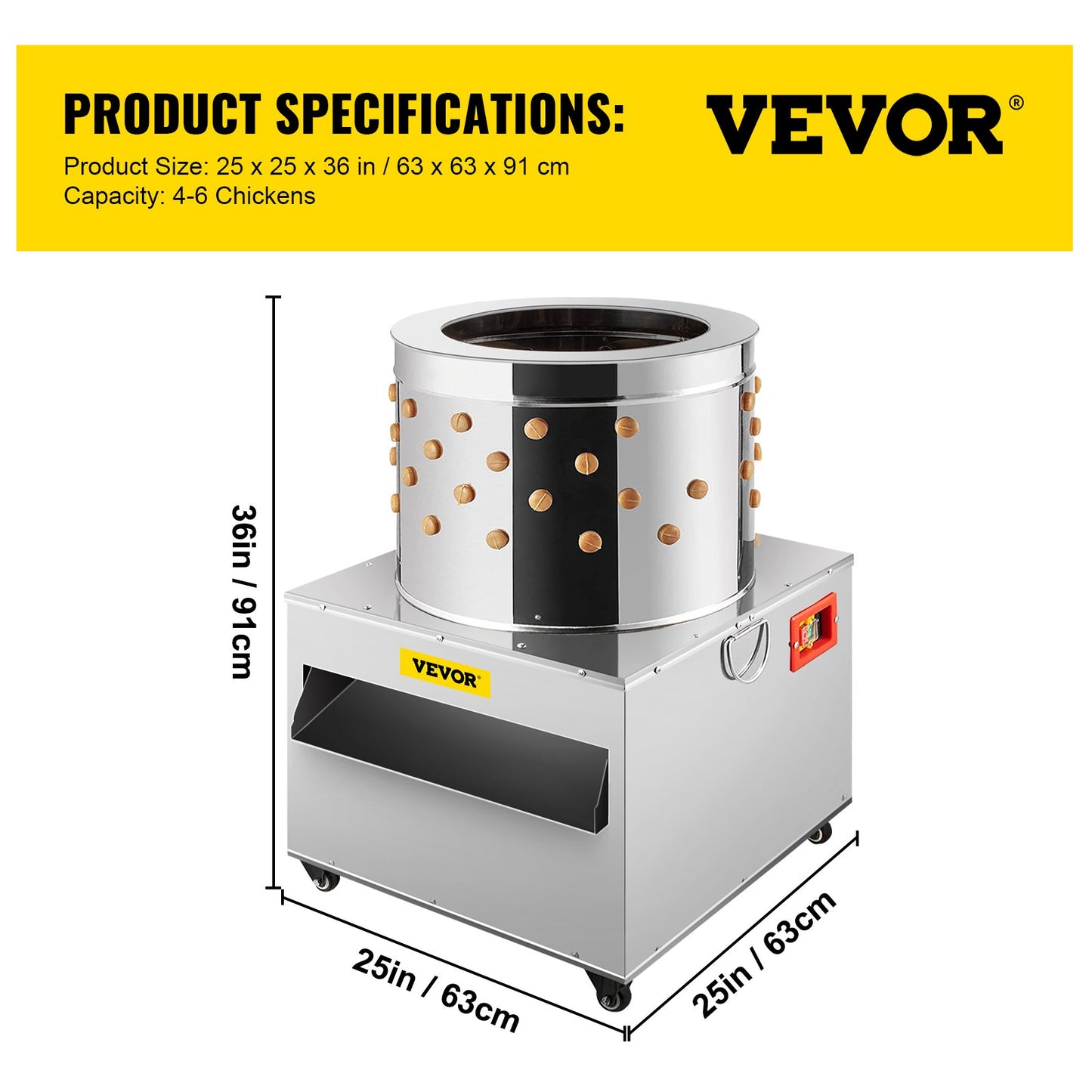 Vevor Turkey Chicken Plucker Plucking Machine Poultry De-Feather 60cm Stainless