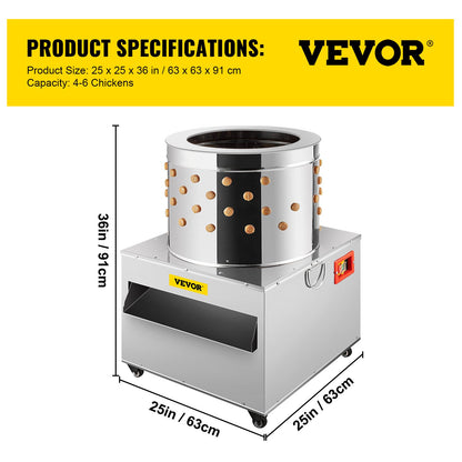 Vevor Turkey Chicken Plucker Plucking Machine Poultry De-Feather 60cm Stainless