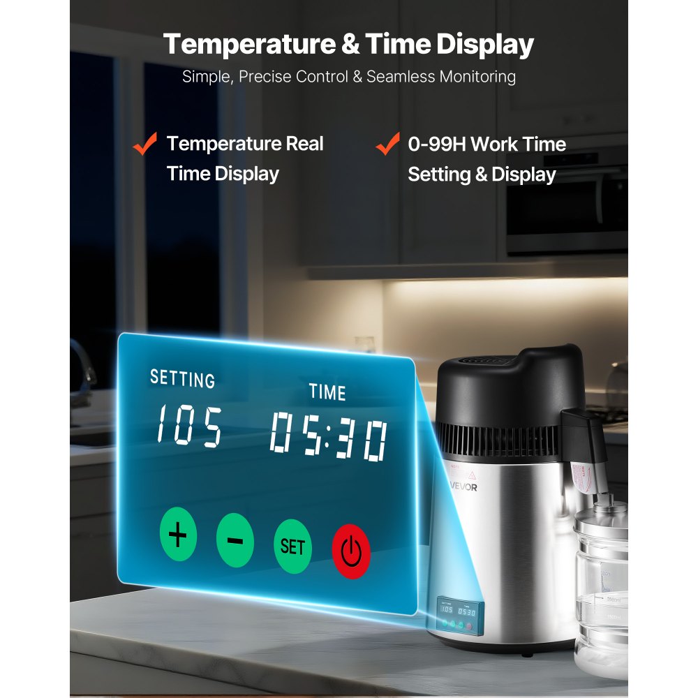 6L Water Distiller Home Countertop Purifier Machine 900W Stainless Steel