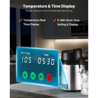 6L Water Distiller Home Countertop Purifier Machine 900W Stainless Steel