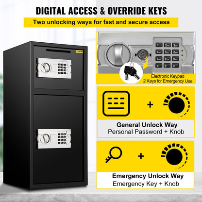 VEVOR Large Double Door Security Safe Box 2.6 Cubic Feet Steel Safe Box Strong Box