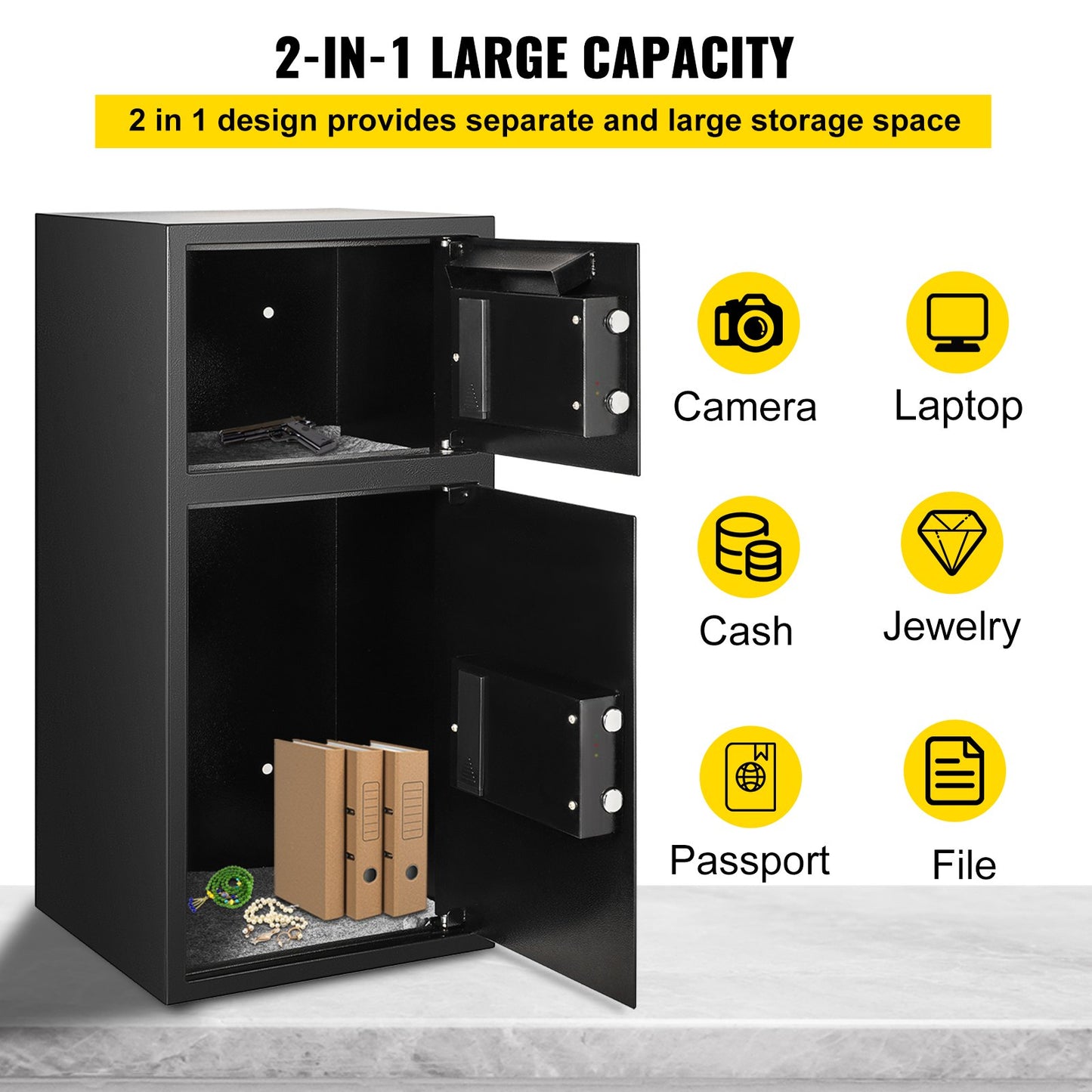 VEVOR Large Double Door Security Safe Box 2.6 Cubic Feet Steel Safe Box Strong Box