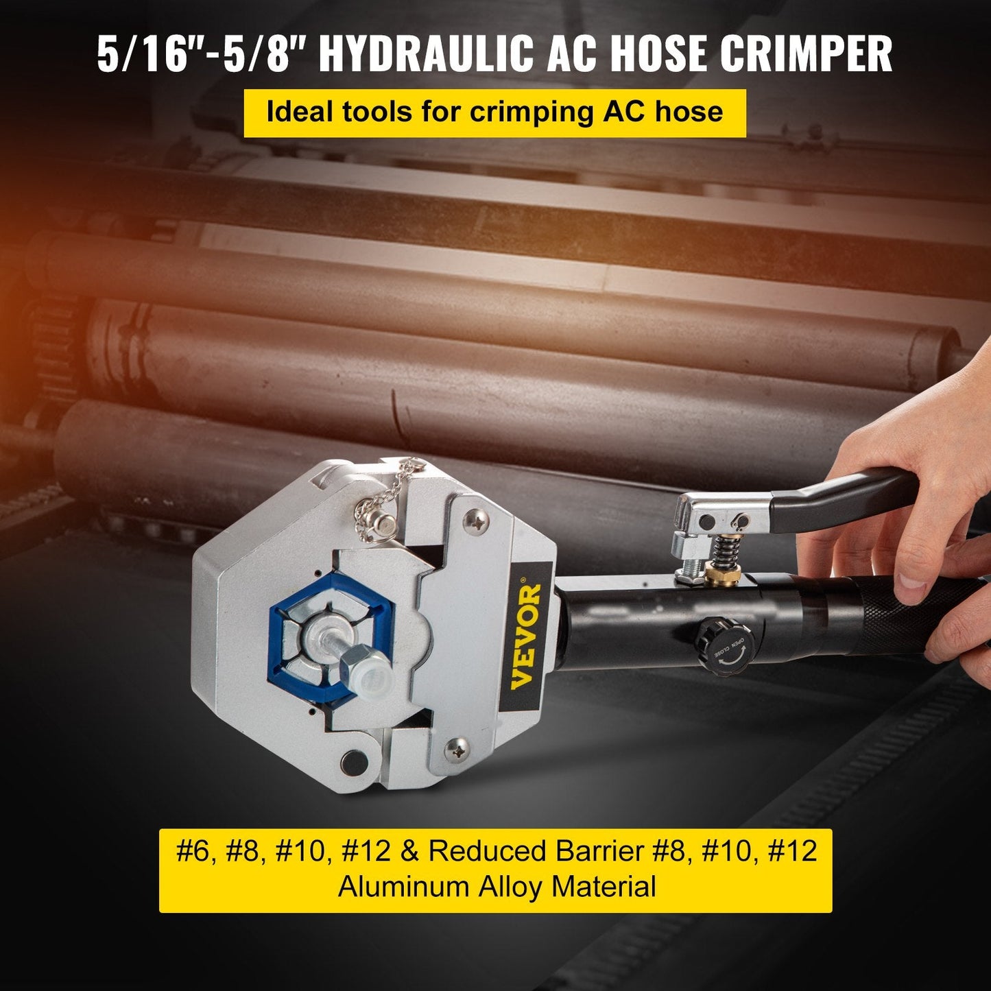 Hydraulic Hose Crimper Kit with 7 Dies, Portable AC Repair Tool, 8 kg