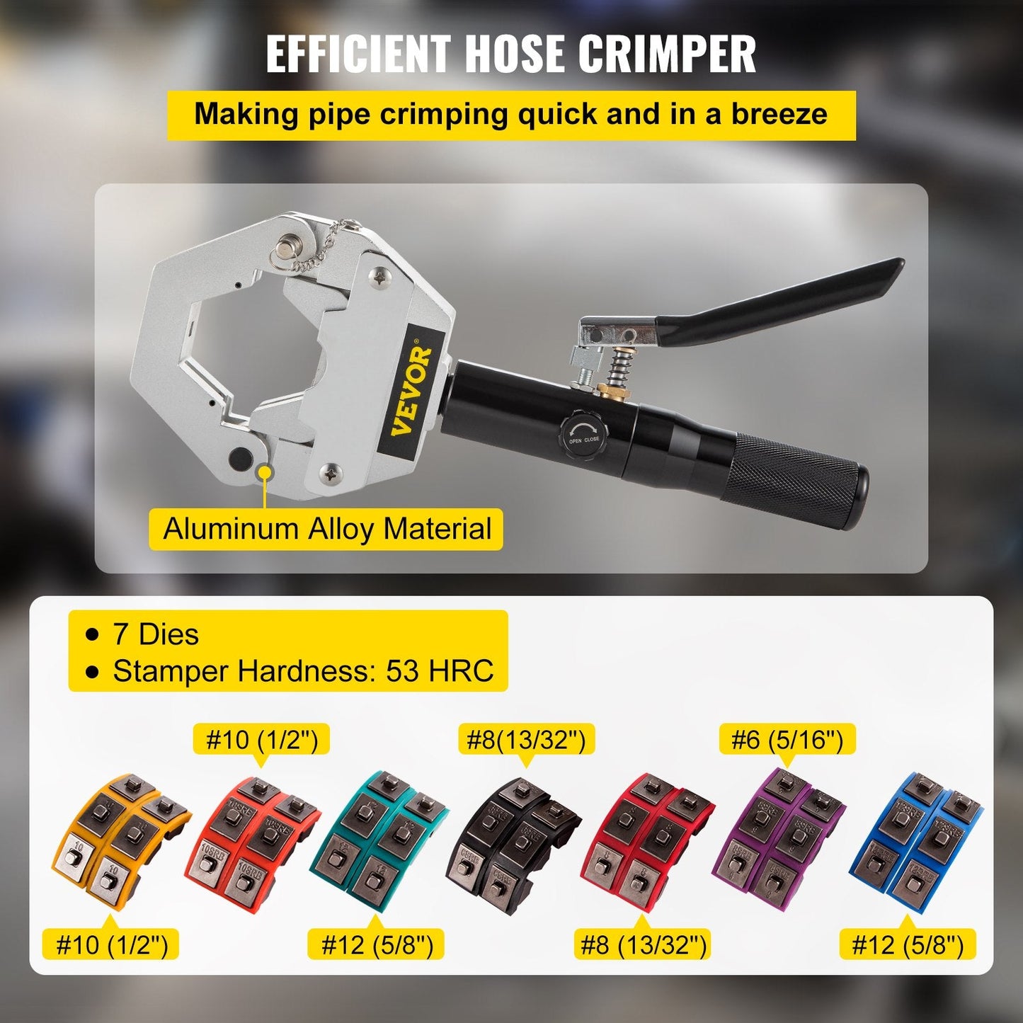 Hydraulic Hose Crimper Kit with 7 Dies, Portable AC Repair Tool, 8 kg