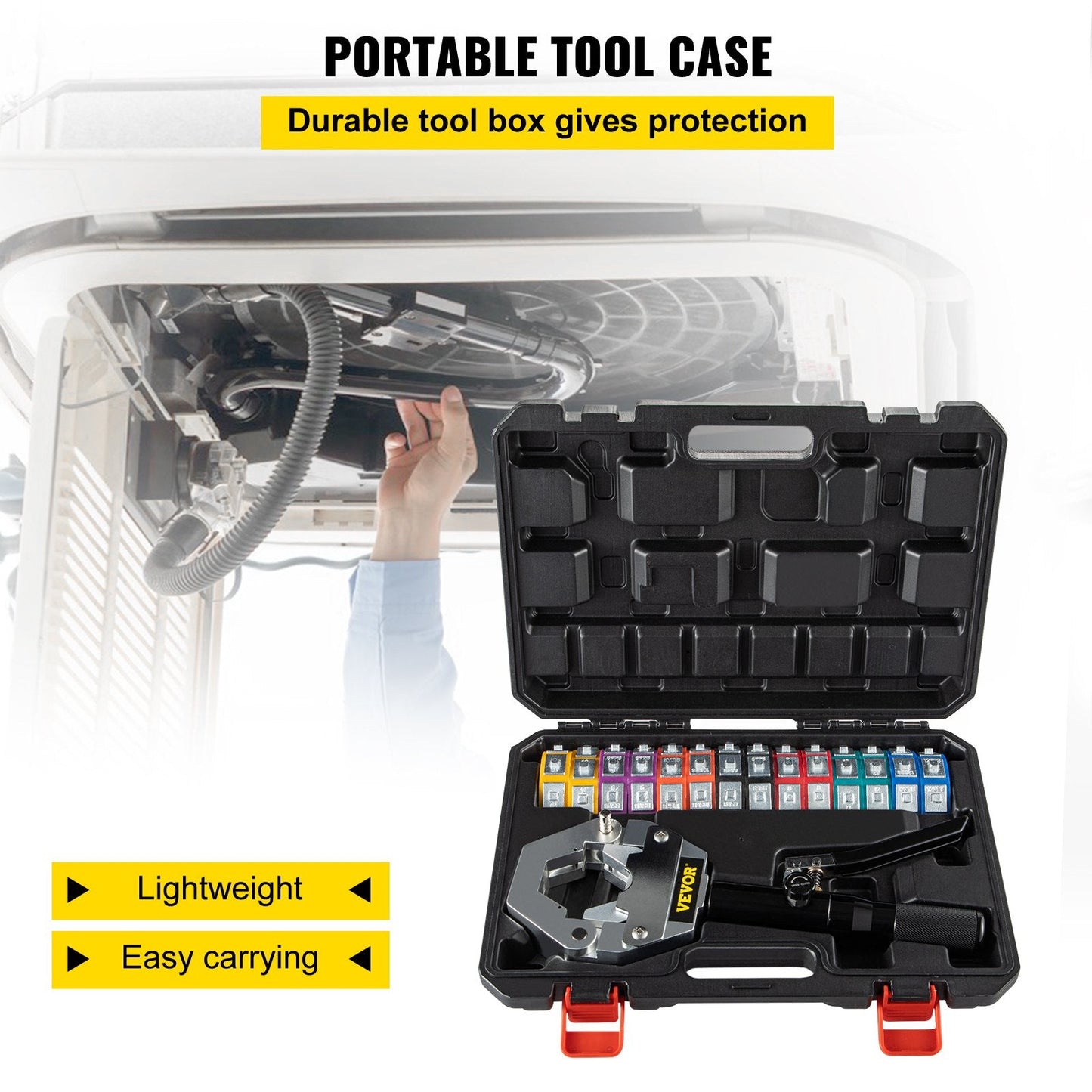 Hydraulic Hose Crimper Kit with 7 Dies, Portable AC Repair Tool, 8 kg