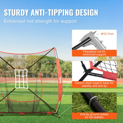 Portable 2.13x2.13m Baseball Softball Net with Carry Bag and Accessories