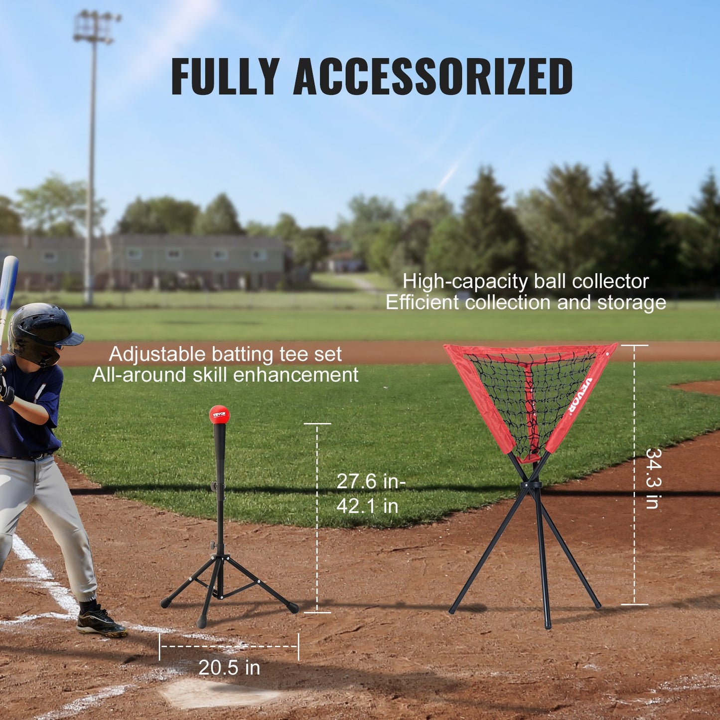 VEVOR 7x7 Baseball Softball Practice Net, Portable Baseball Training Net for Hitting