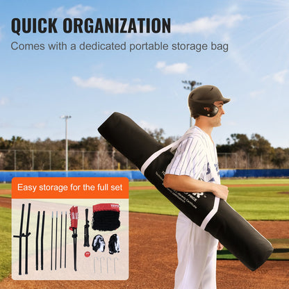 VEVOR 7x7 Baseball Softball Practice Net, Portable Baseball Training Net for Hitting