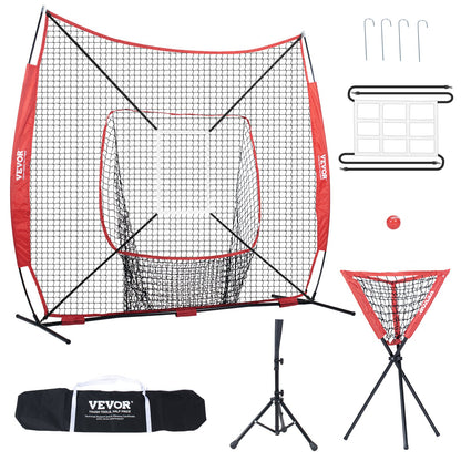 VEVOR 7x7 Baseball Softball Practice Net, Portable Baseball Training Net for Hitting