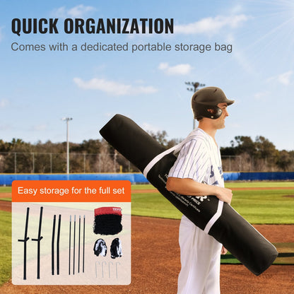Portable Baseball Softball Practice Net with Bow Frame & Carry Bag, 2.13x1.78m