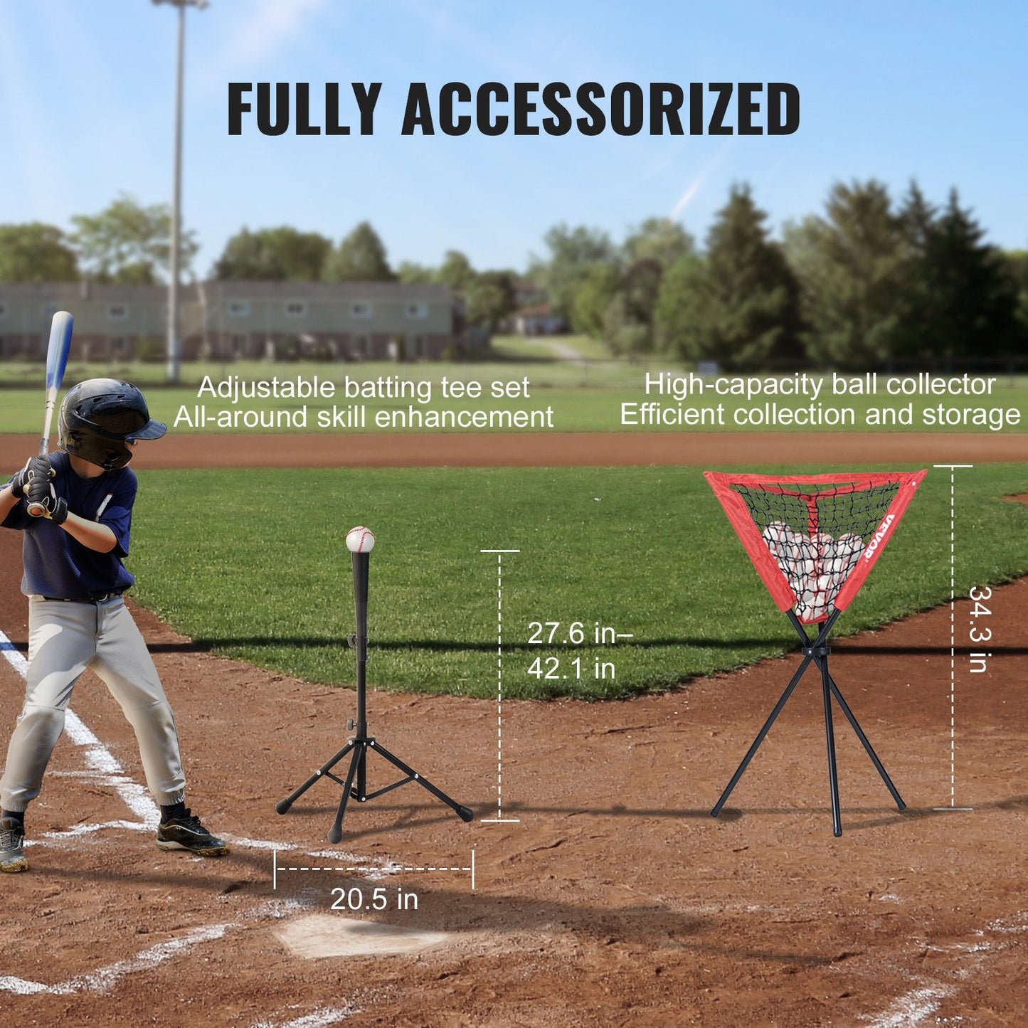 Portable 2x2m Baseball/Softball Training Net with Accessories and Carry Bag