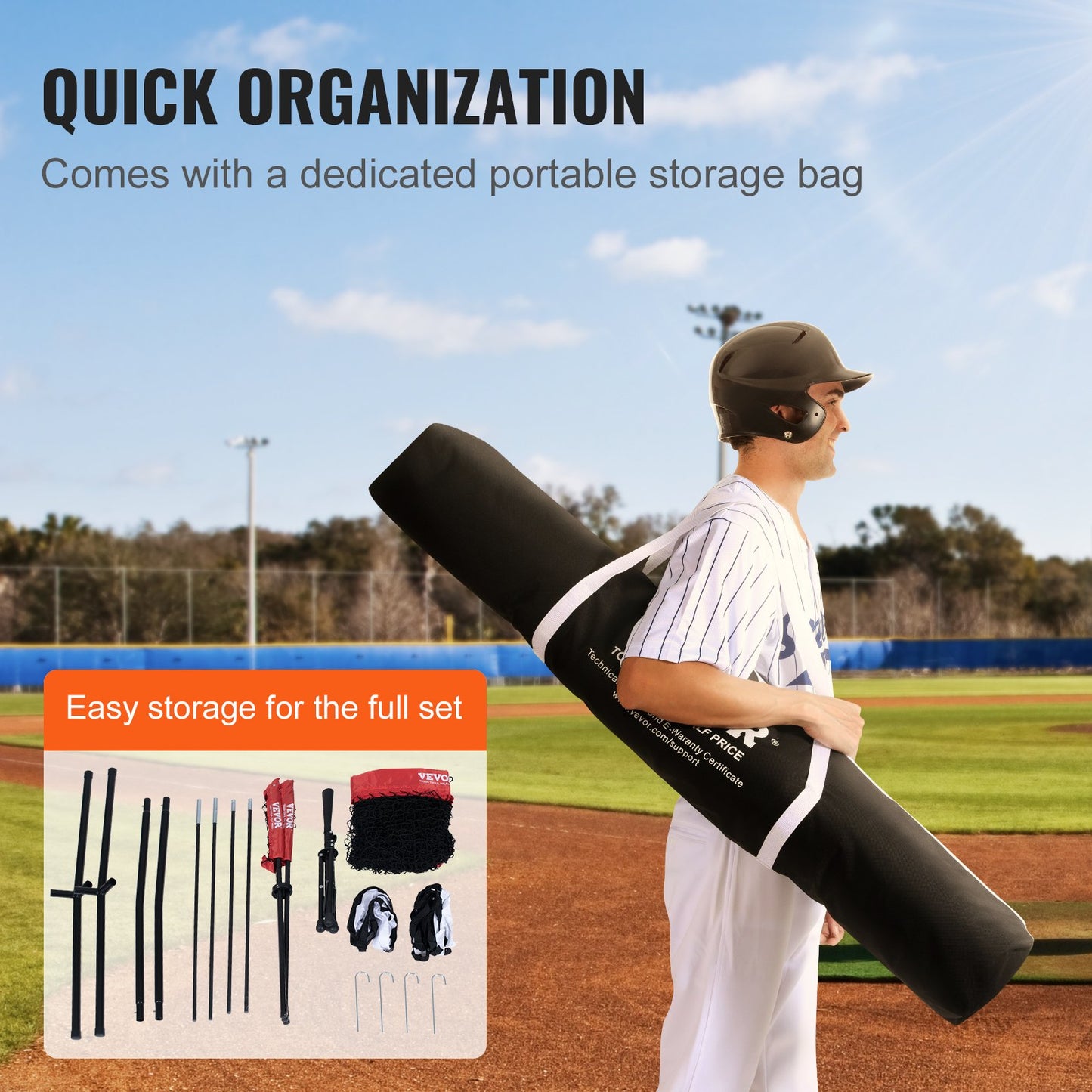 VEVOR 7x7 ft Baseball Softball Practice Net, Portable Baseball Training Net for