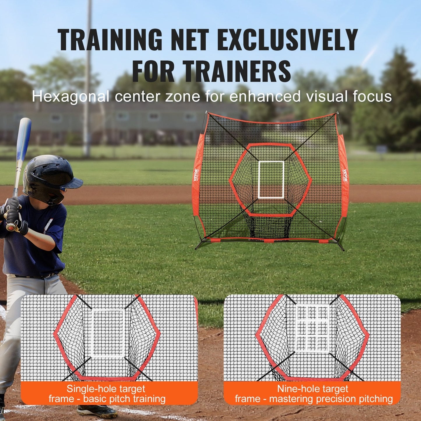 Portable 2.13x2.13m Baseball Softball Practice Net with Bow Frame & Carry Bag