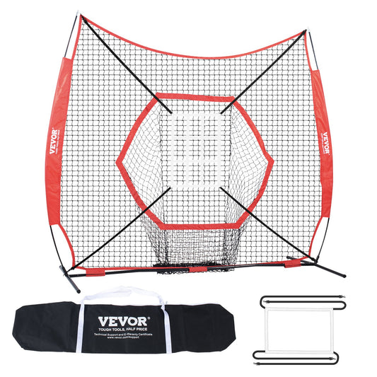 VEVOR 7x7 ft Baseball Softball Practice Net, Portable Baseball Training Net for