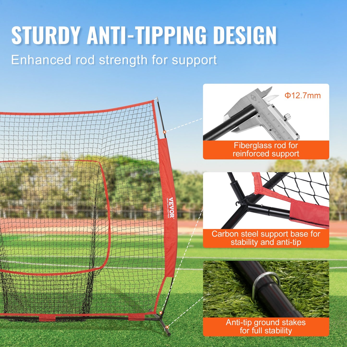 VEVOR 7x7 Baseball Softball Practice Net, Portable Baseball Training Net for Hitting