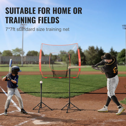 VEVOR 7x7 Baseball Softball Practice Net, Portable Baseball Training Net for Hitting