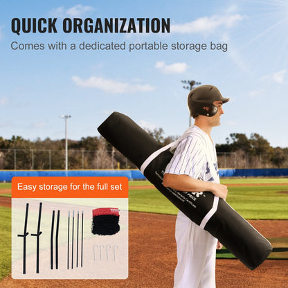 Portable Baseball & Softball Training Net, 2.13x2.13m with Carry Bag & Strike Zone