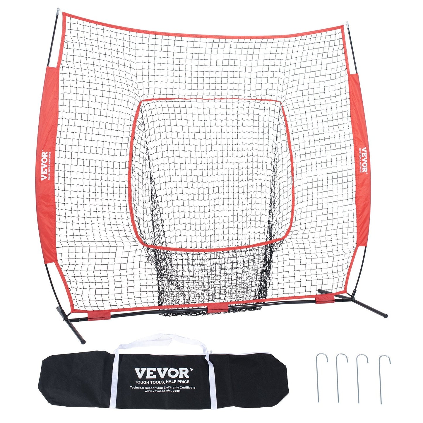 Portable Baseball & Softball Training Net, 2.13x2.13m with Carry Bag & Strike Zone