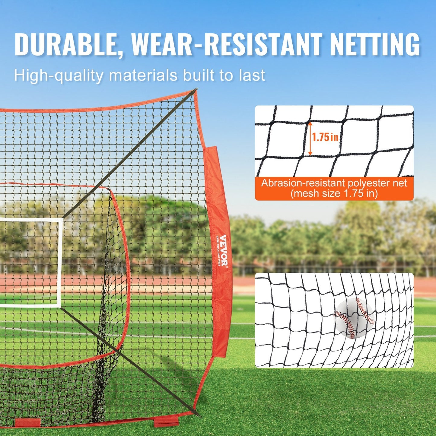 Portable 2x2m Baseball/Softball Training Net with Strike Zone and Ball Bag
