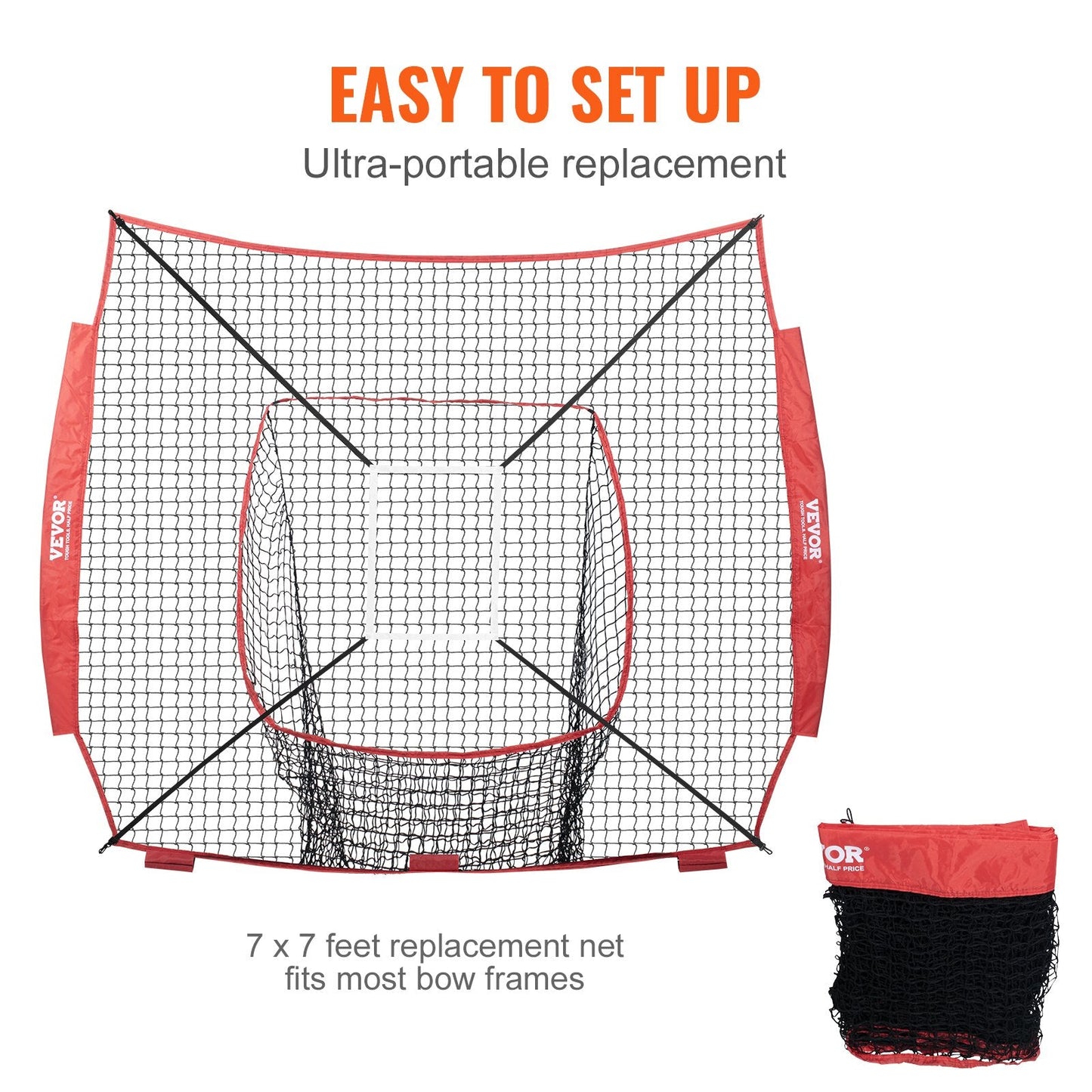 Portable 2x2m Baseball/Softball Training Net with Strike Zone and Ball Bag