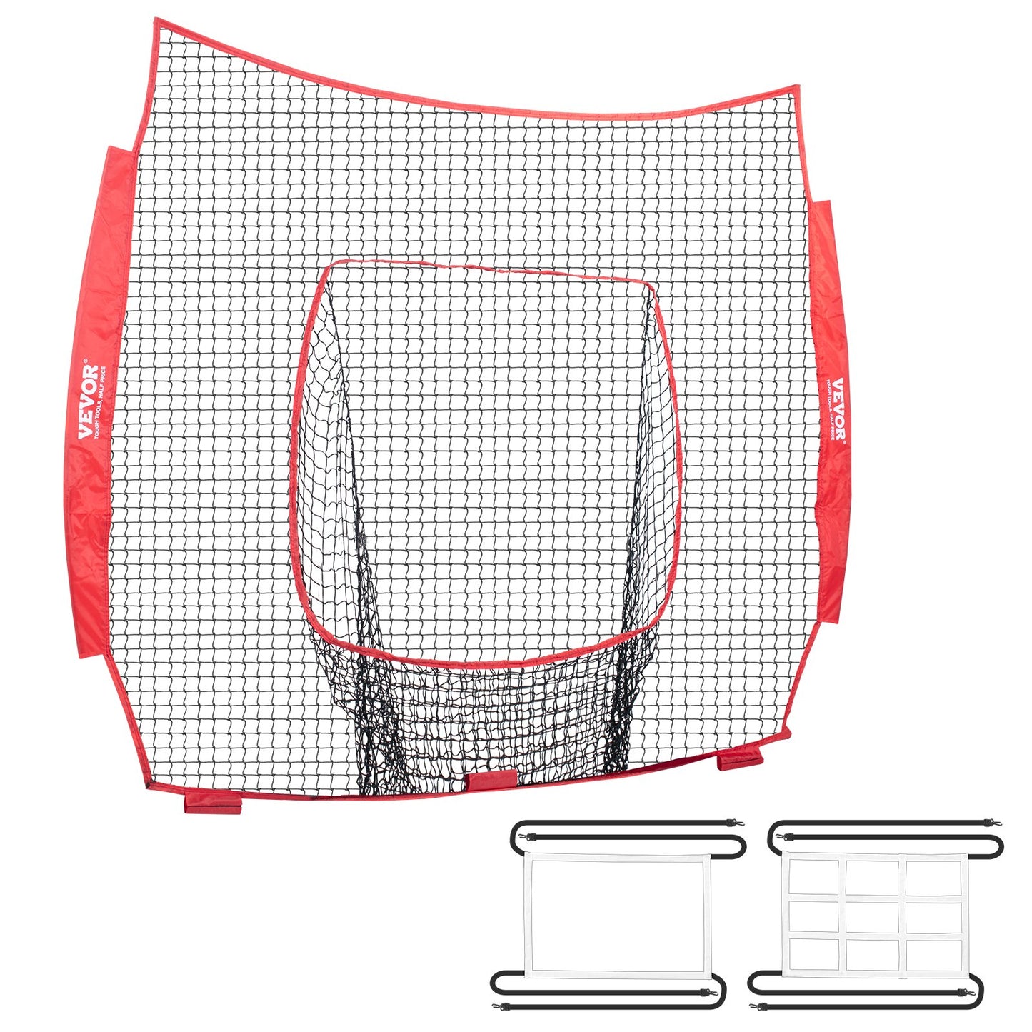 VEVOR 7x7 ft Baseball Softball Practice Net, Portable Baseball Training Net for