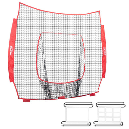 VEVOR 7x7 ft Baseball Softball Practice Net, Portable Baseball Training Net for