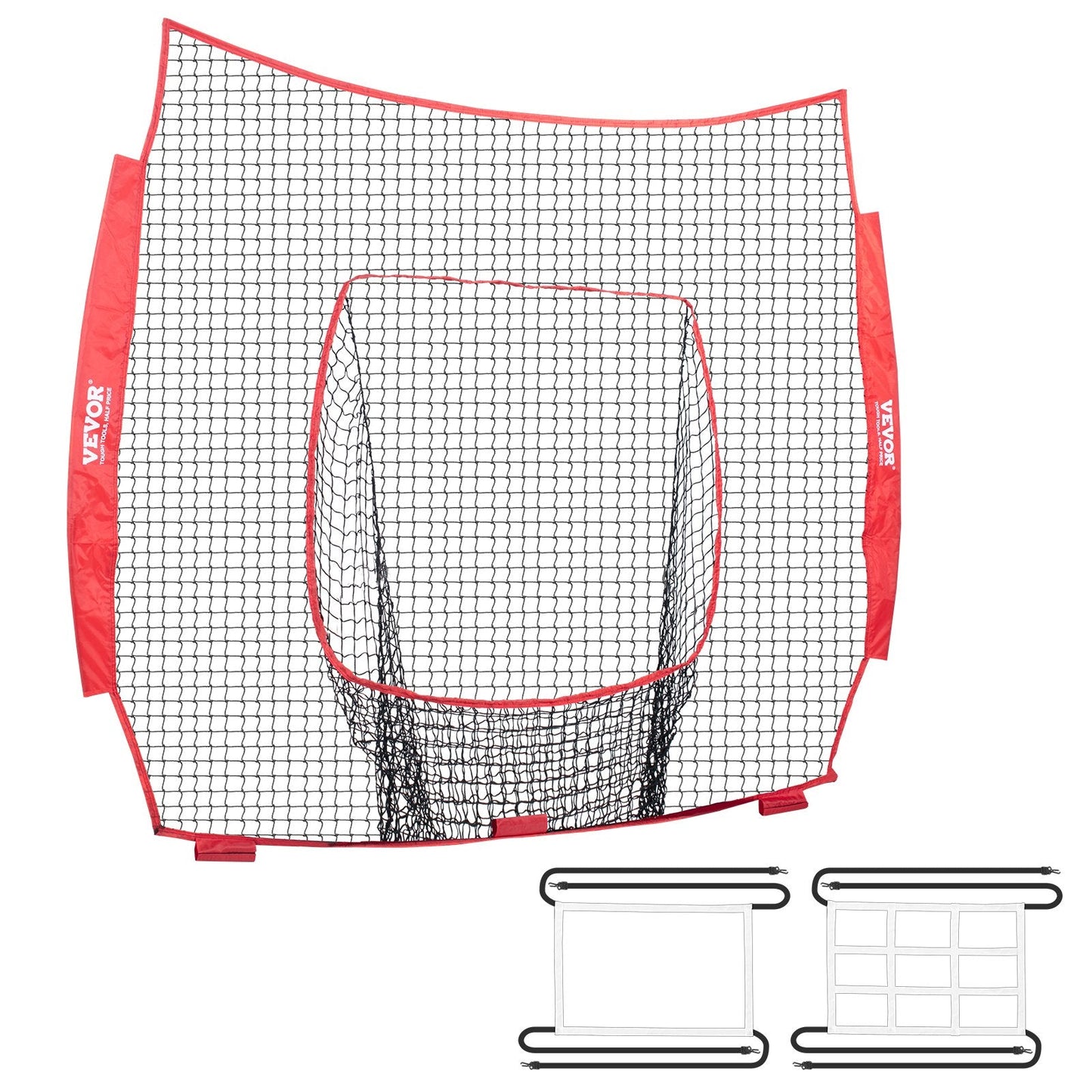 Portable 2x2m Baseball/Softball Training Net with Strike Zone and Ball Bag