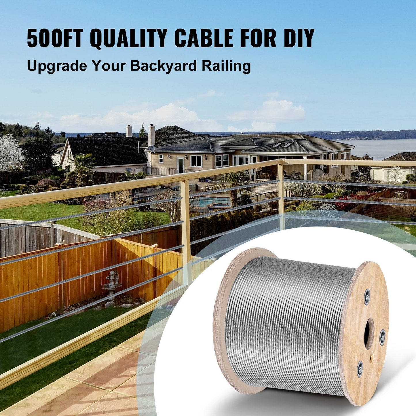 High-Strength 150m Stainless Steel Cable Reel, 4.76mm Diameter, 1678kg Breaking Strength