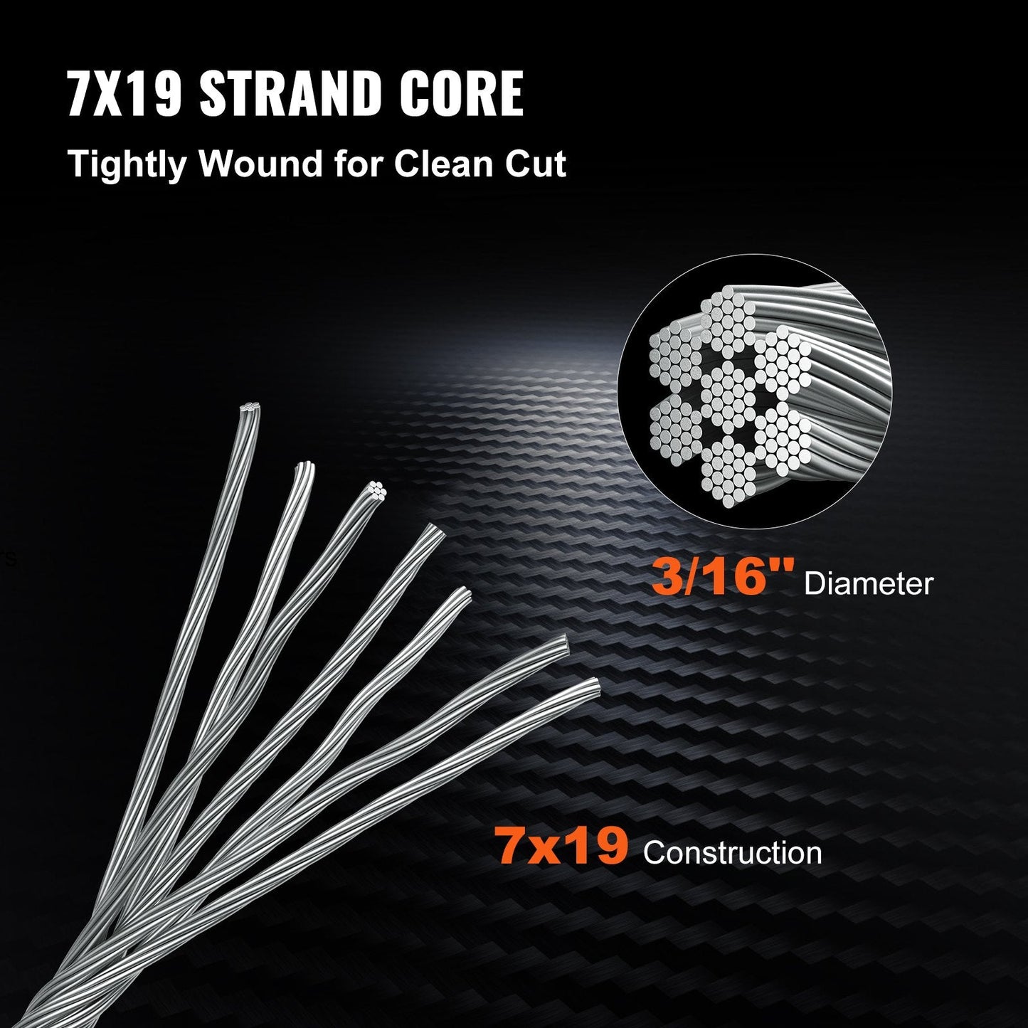 High-Strength 150m Stainless Steel Cable Reel, 4.76mm Diameter, 1678kg Breaking Strength