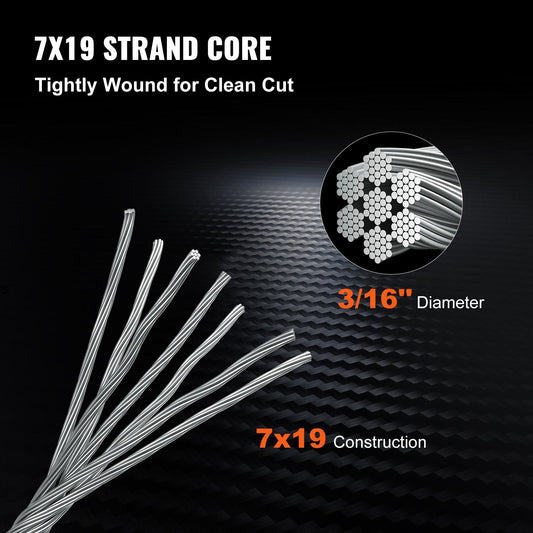 High-Strength 150m Stainless Steel Cable Reel, 4.76mm Diameter, 1678kg Breaking Strength