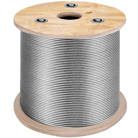 VEVOR 3/16 Inch 7x19 Stainless Steel Aircraft Cable Reel 500FT Stainless Steel Cable