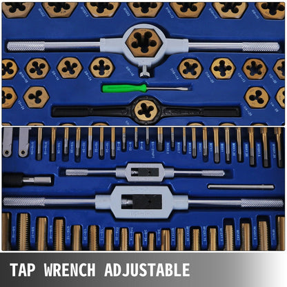 86-Piece Metric & SAE Tap and Die Set, Tungsten Steel, with Storage Case