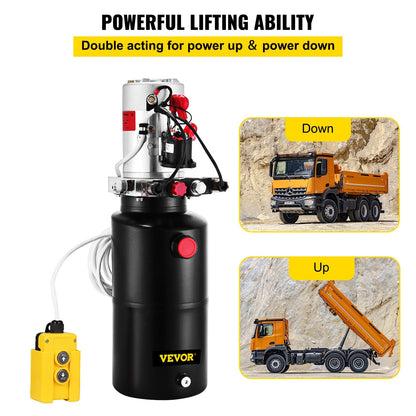 12V DC Double Acting Hydraulic Pump with 8L Steel Reservoir for Lifting