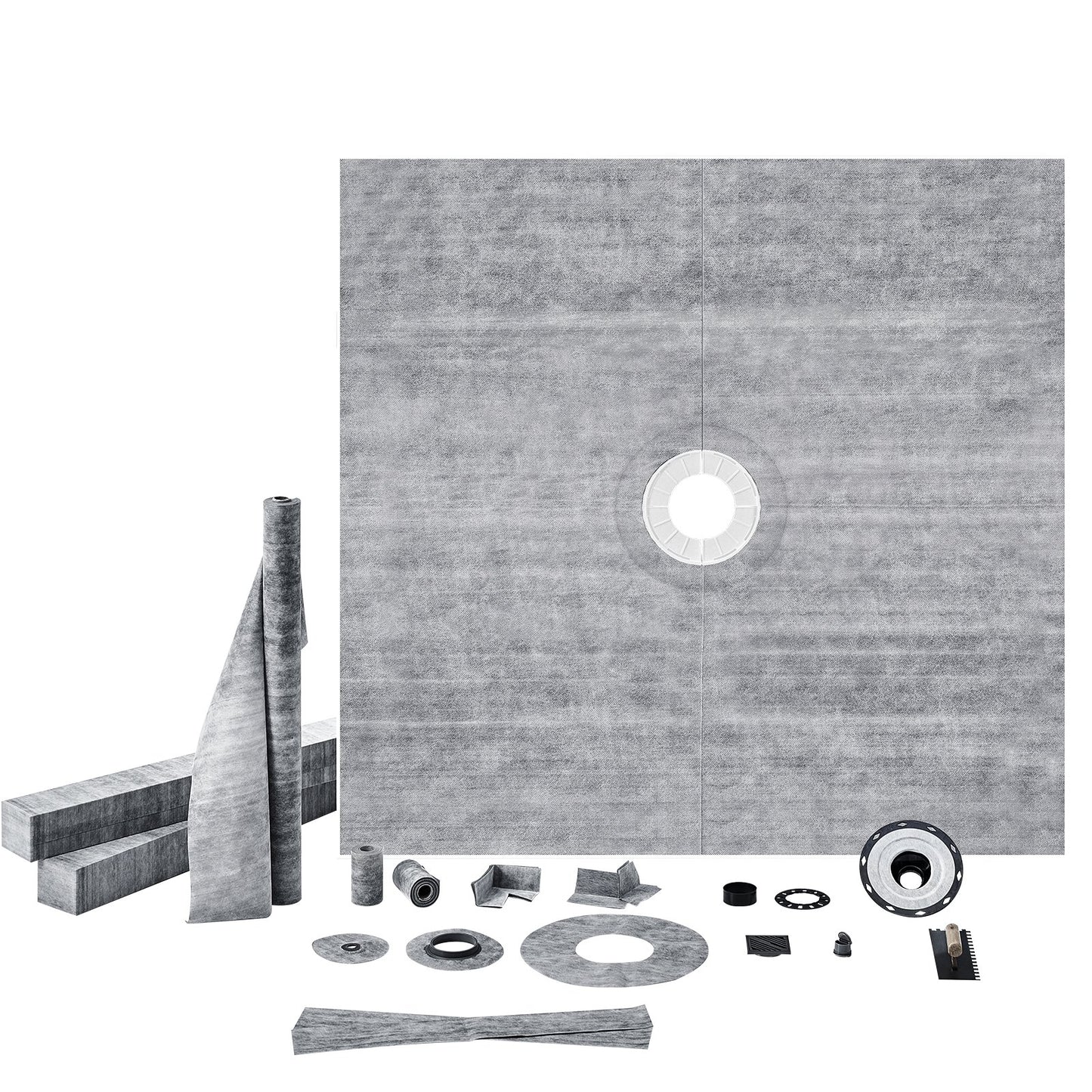 VEVOR Shower Curb Kit, 1828x1828mm, 72"x72" Shower Pan Kit with 50.8mm ABS Central