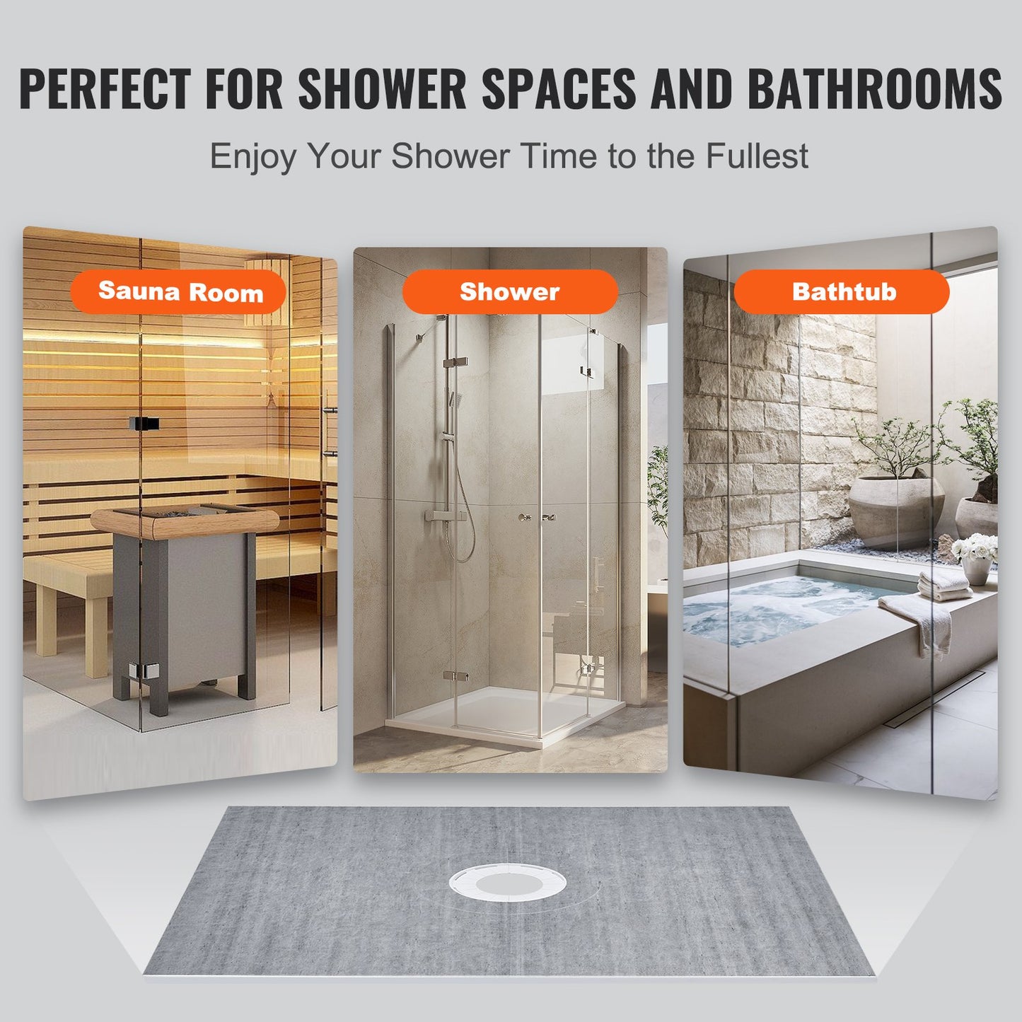 VEVOR Shower Curb Kit, 1219x1524mm, 60"x48" Shower Pan Kit with 50.8mm ABS Central