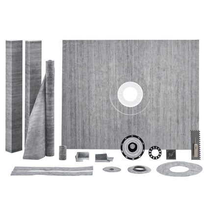 VEVOR Shower Curb Kit, 1219x1524mm, 60"x48" Shower Pan Kit with 50.8mm ABS Central