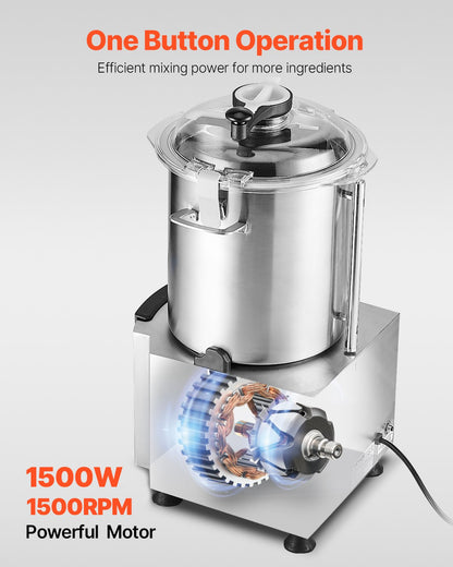 VEVOR Food Processor & Vegetable Chopper 18L Food-Grade Stainless Steel Blender